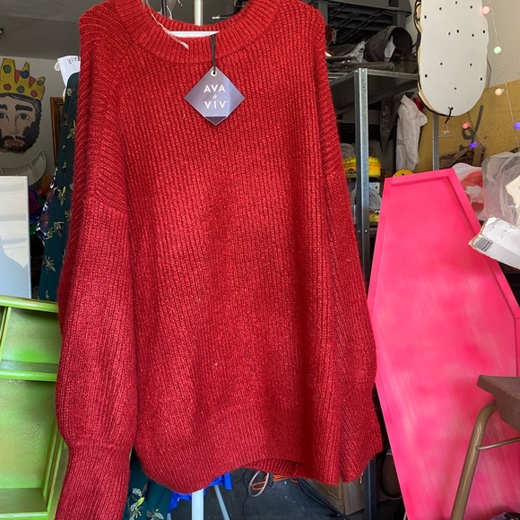 Target Ava and Aviv Chunky knitted sweater with balloon sleeve!! NWT - Picture 2 of 5
